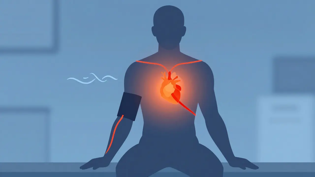 Abstract concept art showing blood pressure changes during treatment