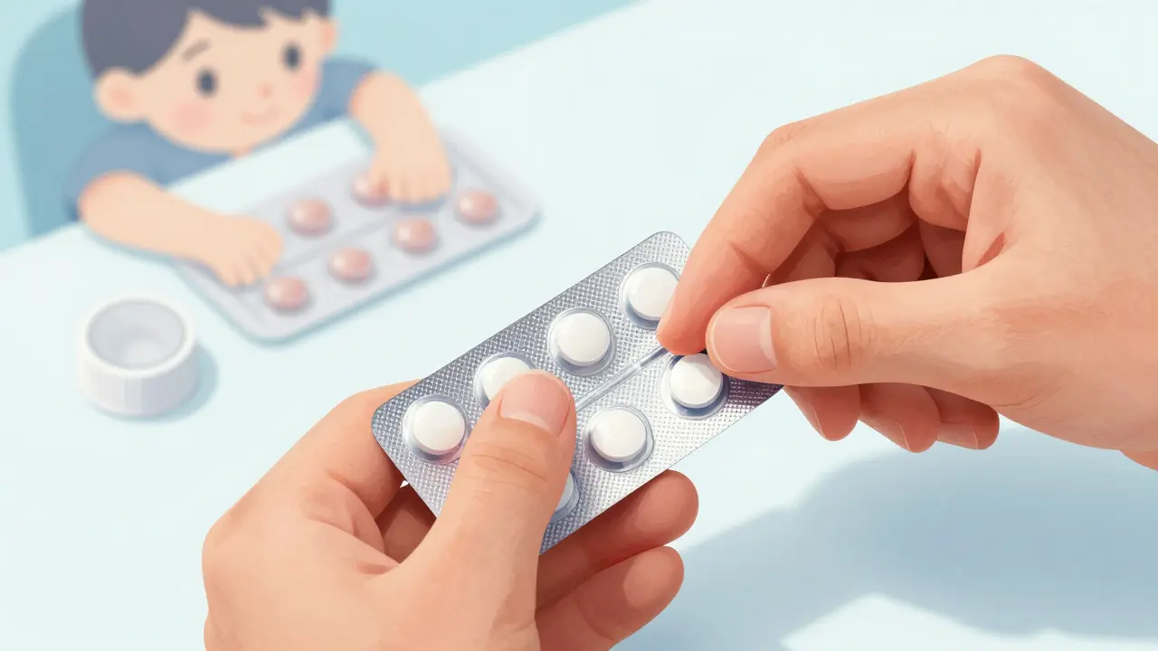Close up of senior hand easily opening pill blister pack