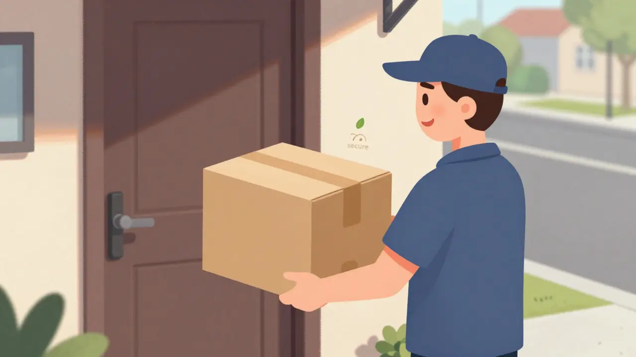 Discreet unmarked package delivered to a residential doorstep