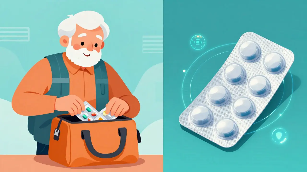 Traveler packing detachable pill pouch and smart packaging