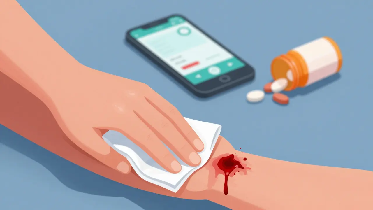 Hand applying pressure to wound during medical emergency