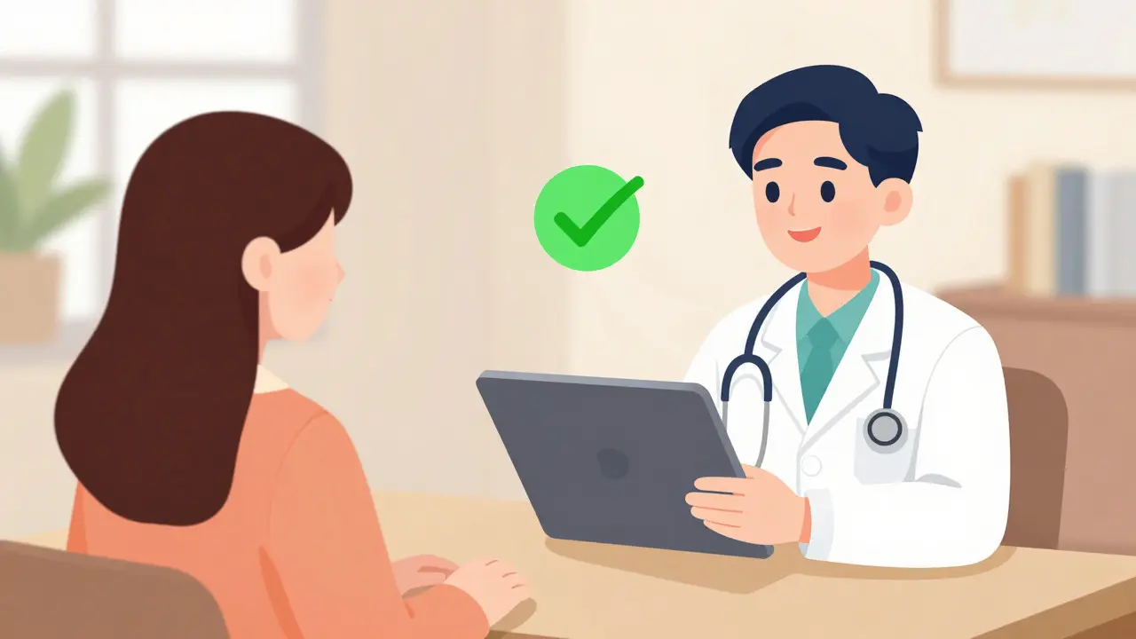 Patient having a secure telehealth video consultation with a doctor