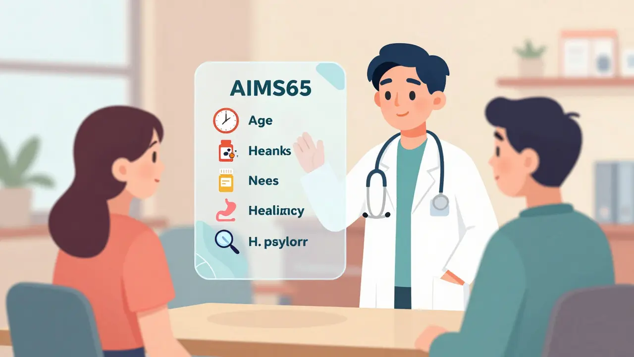 Doctor and patient discussing risk factors with visual health indicators