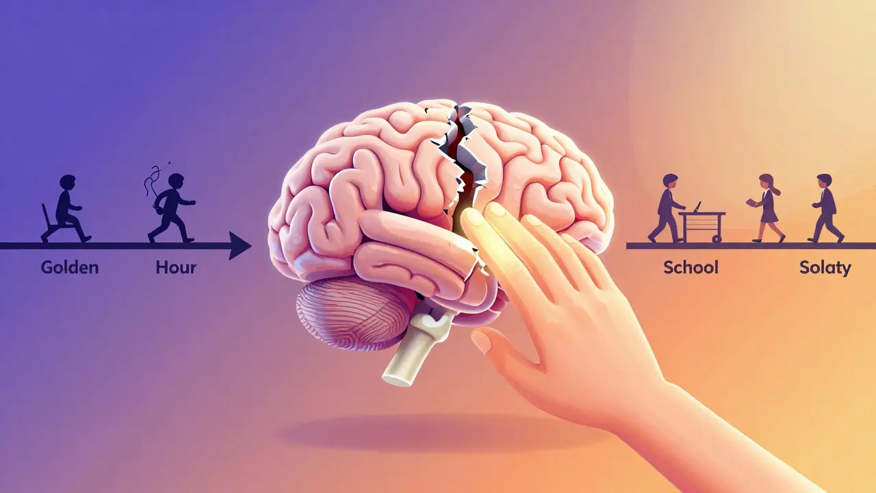 Metaphorical illustration of early brain intervention leading to recovery