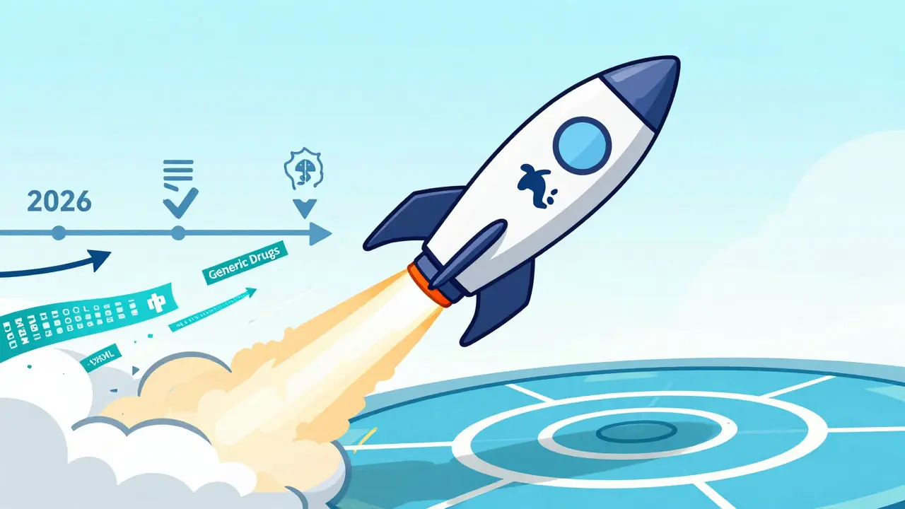 Rocket launch symbolizing faster generic drug market entry