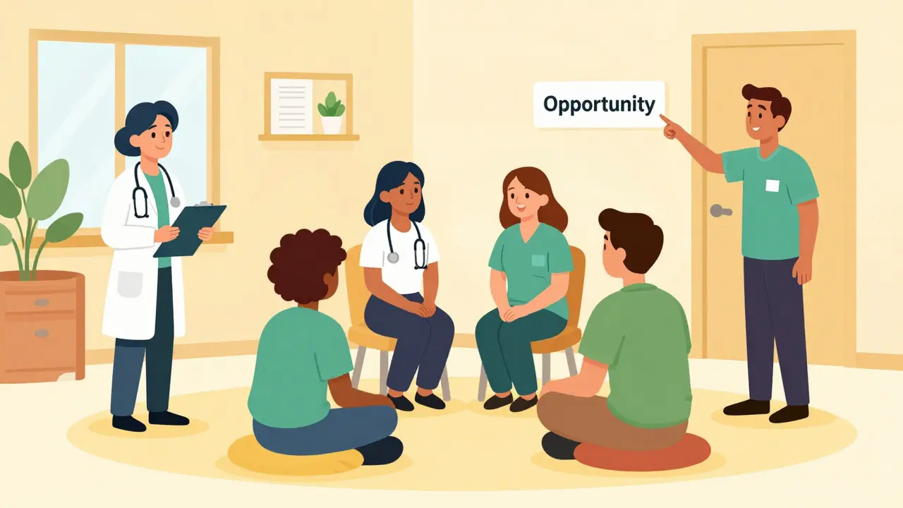 Supportive care team collaborating around a patient in a community setting